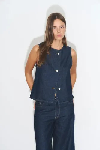 Chaleco De Jean Denim Azul Lisa L
