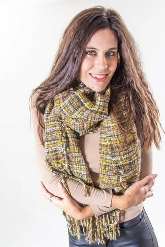 Pashmina Chalina Bufanda Importada Cuadros Multicolor Cuadros