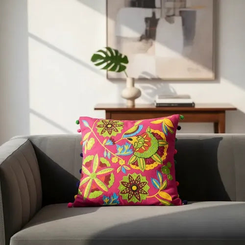 Funda De Almohadón Bordada Importada India 45 X 45