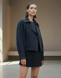 Campera De Gabardina Con Tachas Oversize Amplia