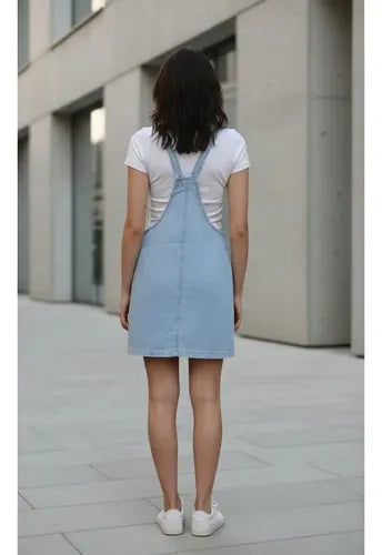 Vestido Jardinero De Jean Denim Nuevo 2da Selección