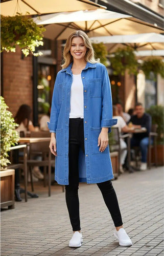 Vestido Camisa De Jean Camisero Manga Larga