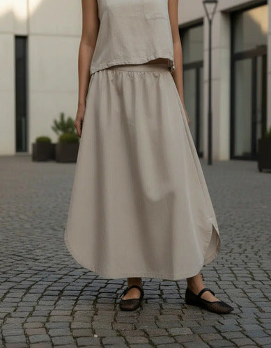 Pollera Falda Larga De Sire Tipo Parachute Modelo Amplio