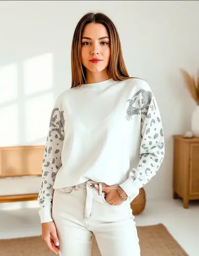 Sweater Importado Detalles Mangas Amplio Cod. 331 Hasta Xxl
