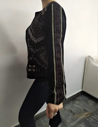 Saco Chaqueta Chifon Bordada Fiesta Importada