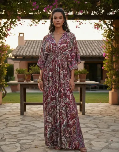 Vestido De Seda Hindú Largo Mod. 42