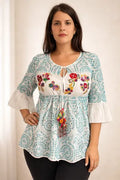 Blusa Camisa Bordada Importada Boho Amplia Blanco Bordado Unico