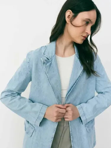 Saco Blazer De Jean Nuevo 2da Selección Celeste L Liso