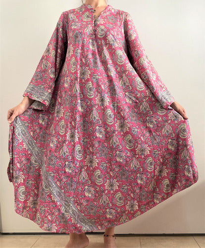 Vestido Mangas Oxford Importado Seda Hindú