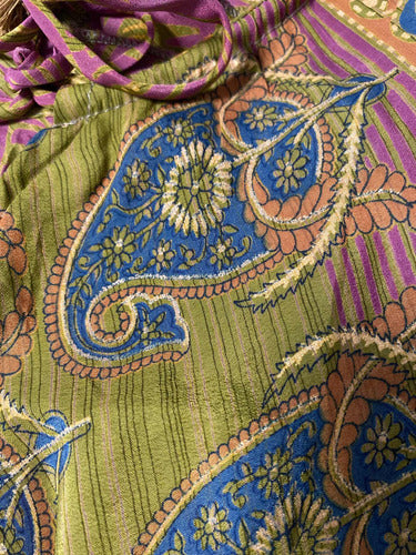 Vestido Solero Seda Hindu Importado Talle Grande Lila 2 Estampado Único