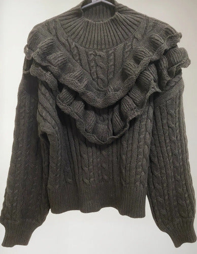 Sweater Tejido Importado Modelo Amplio Negro Liso Único