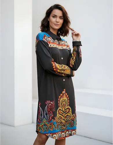 Camisa Vestido Largo Lanilla Importado Mandalas Estilo Boho