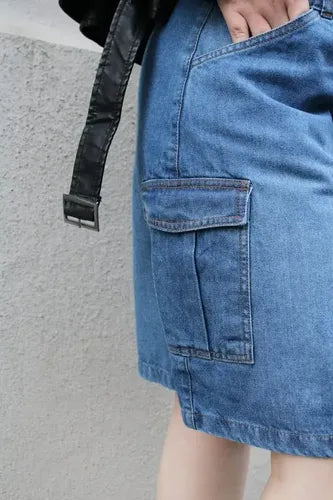 Falda Pollera De Jean Denim Cargo