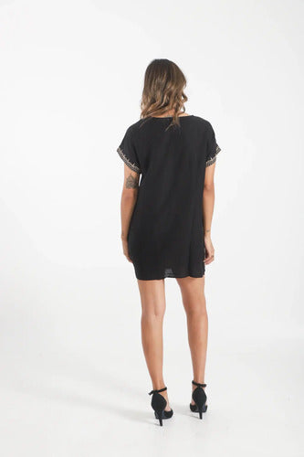 Vestido De India Bordado Con Lentejuelas Negro Bordado Único