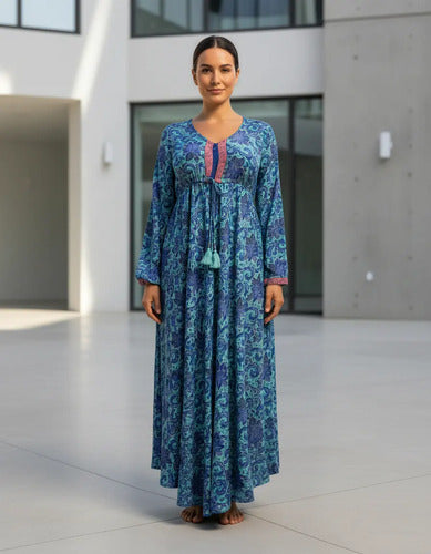Vestido Boho Largo Seda Hindú Fiesta