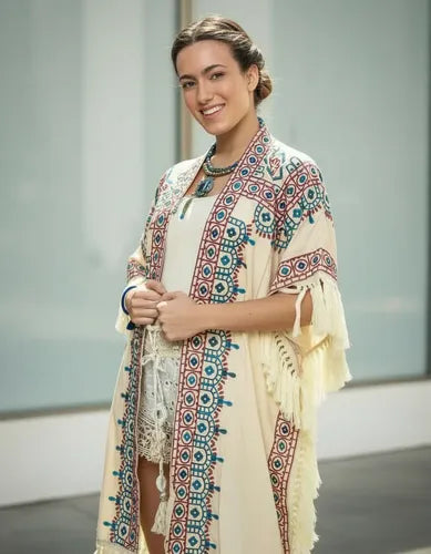 Kimono Saco Bordado Importado Grande Xxxl
