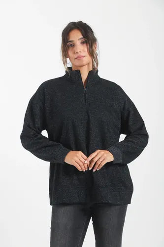 Buzo  Oversize Con Frisa Único Negro Lurex