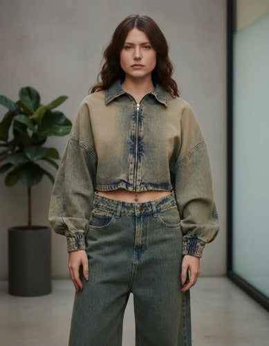 Campera De Jean Corta Modelo Amplio Oversize