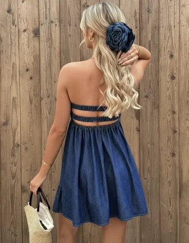 Vestido Solero De Jean Modelo Amplio Apto Embarazo Azul Liso Xl