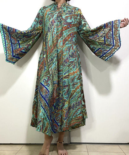 Vestido Mangas Oxford Importado Seda Hindú