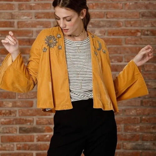 Chaqueta Saco Bordado Importado India Velvet Boho Oxford