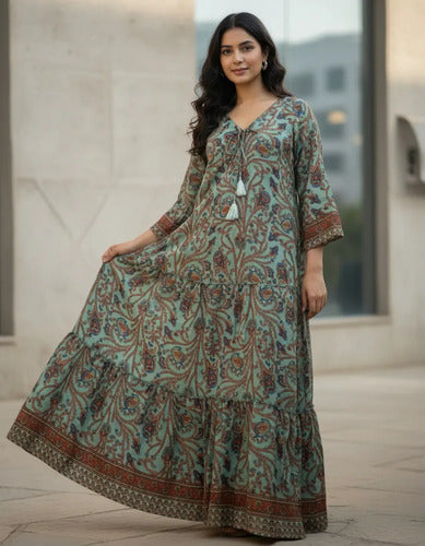 Vestido Seda Hindú India Fiesta