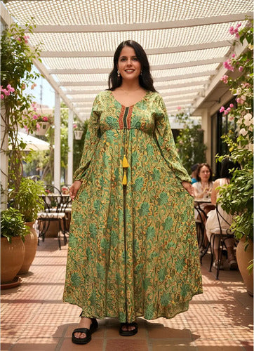Vestido Boho Largo Seda Hindú Fiesta