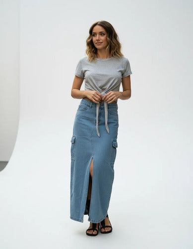 Falda Pollera Jean Larga Denim