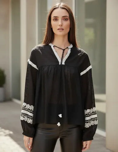Camisa Blusa  Boho Plumetí Bordada Importada