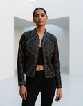 Campera Saco Chaqueta Eco Cuero Negro L Tachas