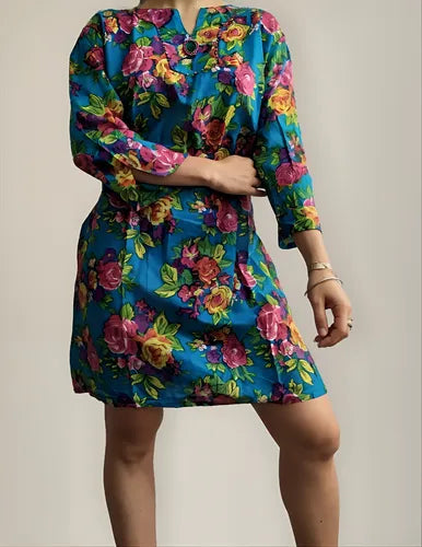 Blusa Camisa Túnica Importada Estampada Playa India