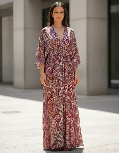 Vestido De Seda Hindú Largo Mod. 42