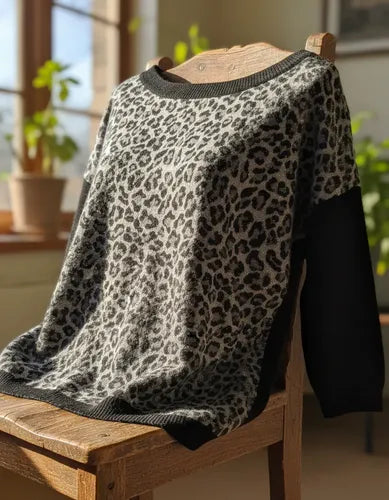 Sweater Con Lurex Animal Print Talle M Ag Store Negro Animal Print M