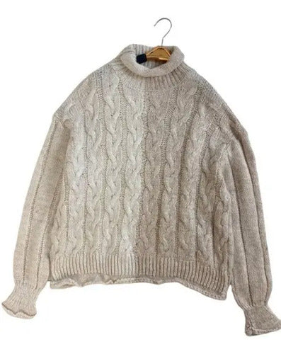 Sweater Tejido Polera Amplio Bicolor Oversize Xxl