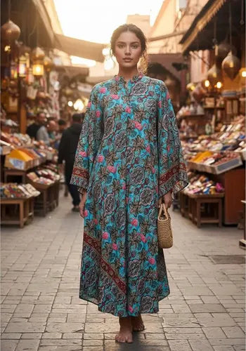 Vestido Mangas Oxford Importado Seda Hindú