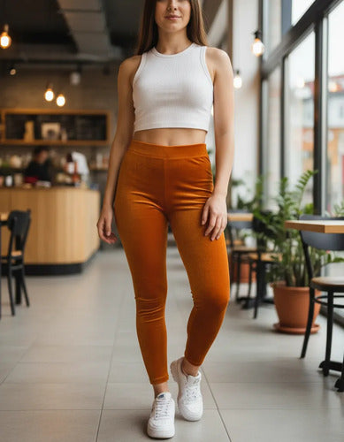 Calza Estilo Plush Elastizada Importada Tiro Alto