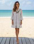 Vestido India Bordado Boho  Blanco Encaje Único