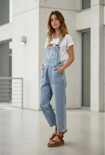 Jardinero Enterito Denim Jean Nevado Celeste Jean Nevado M