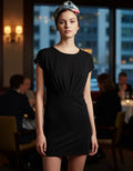 Vestido De Noche Corto Elastizado Negro Liso S