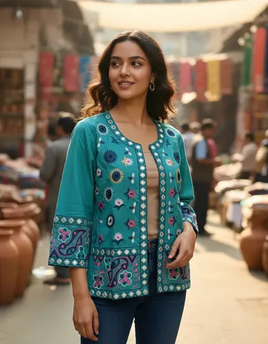 Saco Chaqueta Bordada De India
