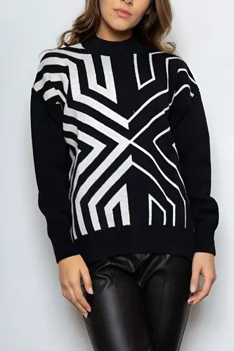 Sweater Pullover Tejido  Geometrico