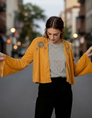 Chaqueta Saco Bordado Importado India Velvet Boho Oxford
