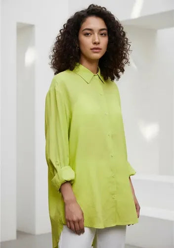 Camisa De Lino Manga Larga Modelo Grande Oversize