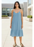 Vestido  Solero De Jean  Camisero  Denim Celeste L