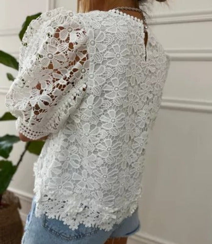 Blusa De Puntilla Mangas Princesa