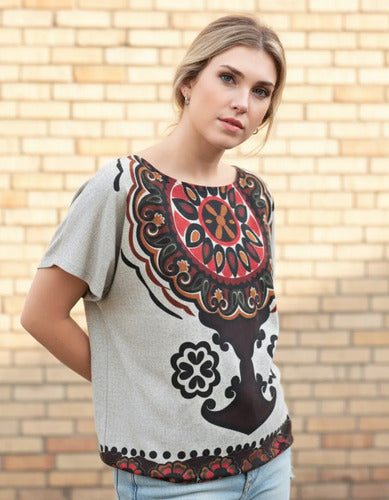 Remera Blusa Importada Estampada Lanilla Mandalas