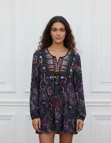Vestido Importado Lanilla Boho, Tipo India Style