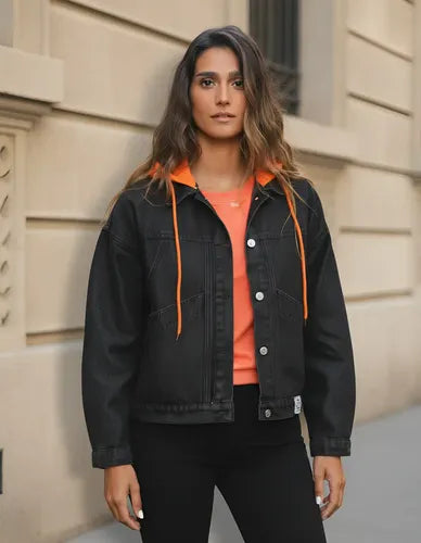Campera De Jean Con Capucha Desmontable Modelo Amplio