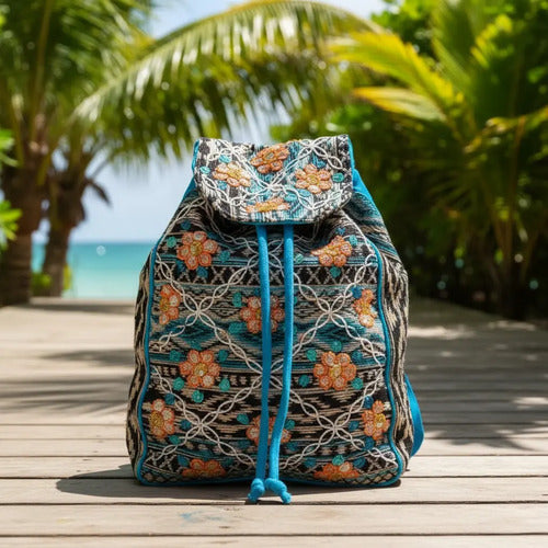 Mochila Bordada Estilo Folk Lentejuelas