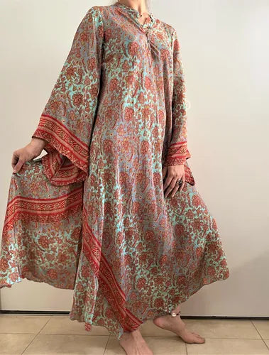 Vestido Mangas Oxford Importado Seda Hindú